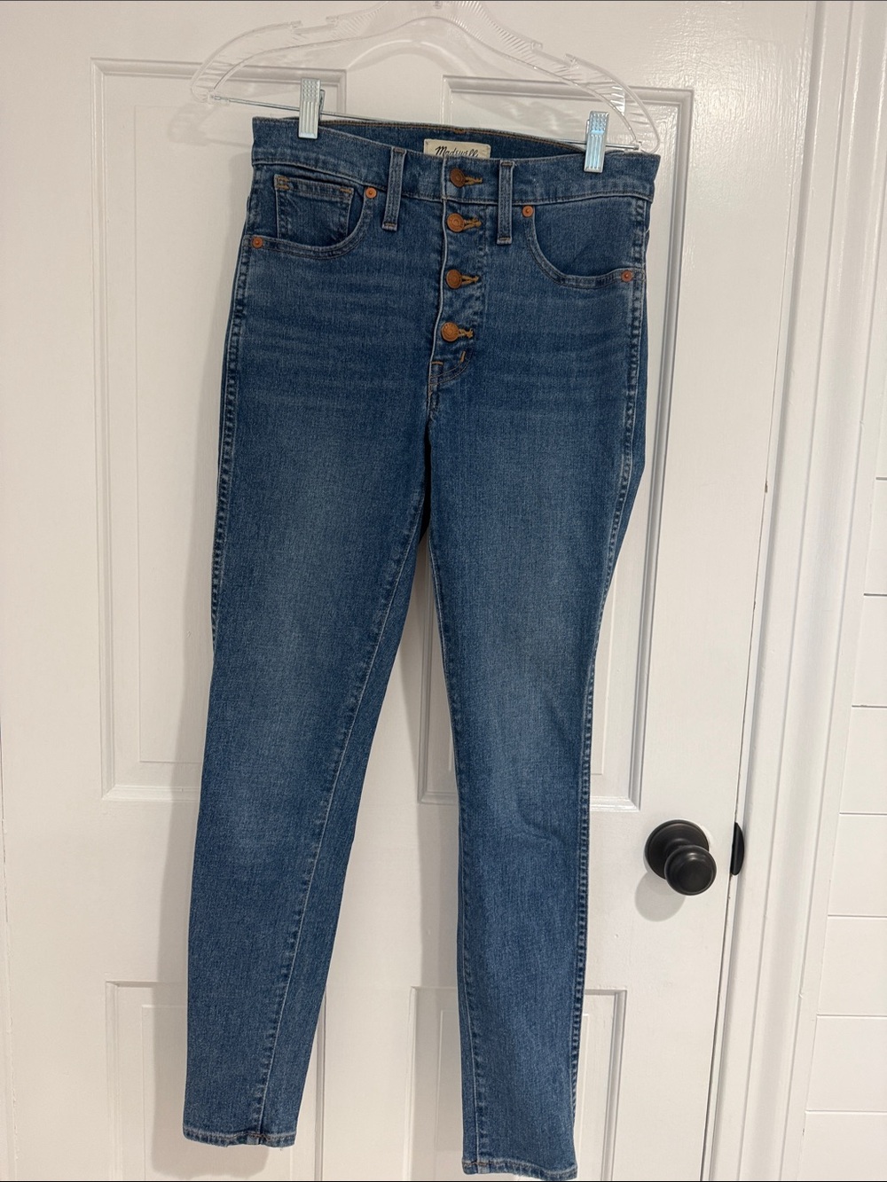 Madewell 10” High-Rise Skinny w/ 4 Button-Fly — Medium Blue Wash, Size 27